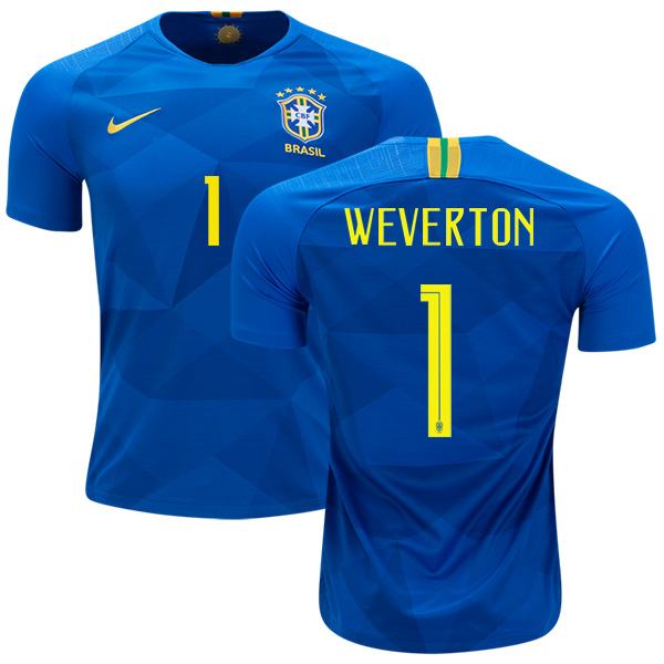 Brazil #1 Weverton Away Soccer Country Jersey